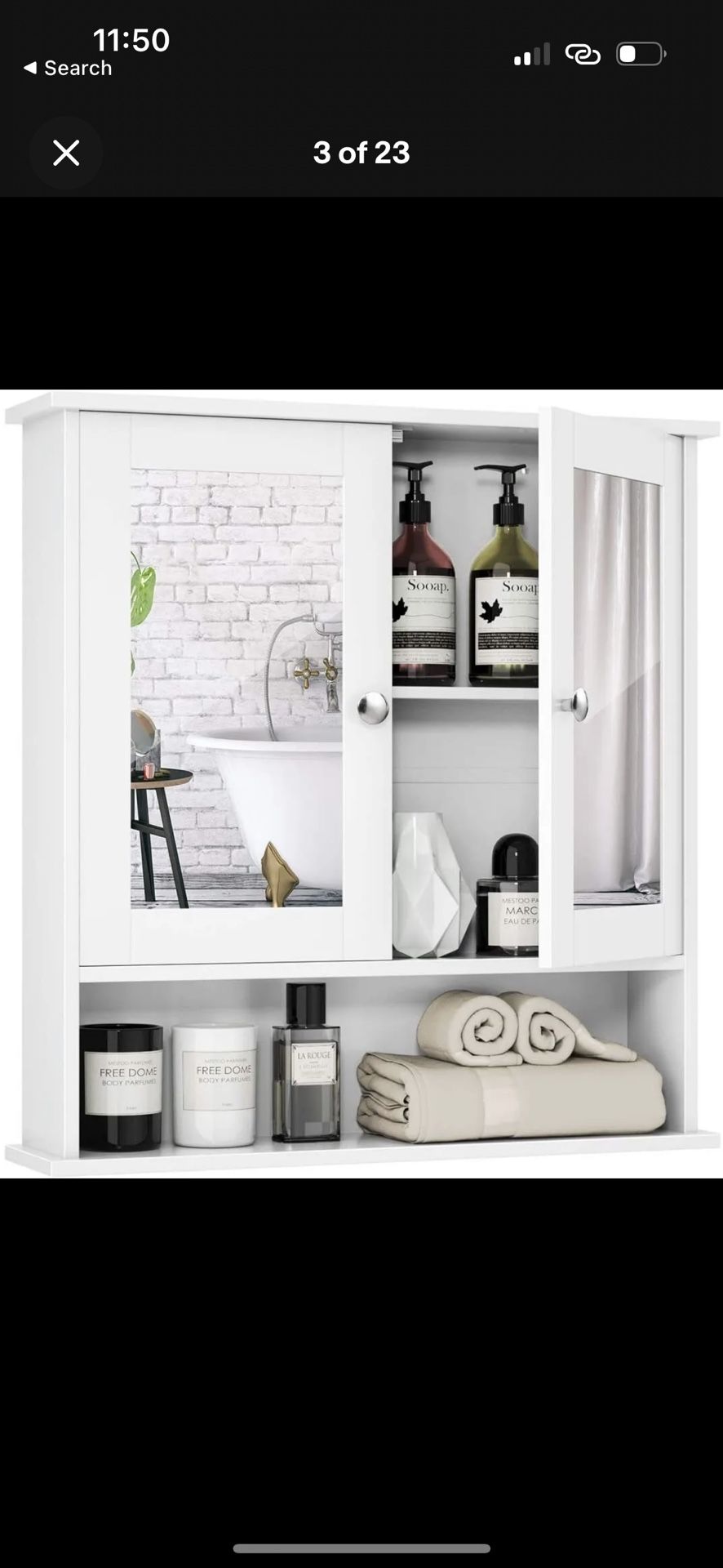 Bathroom Cabinet Storage Wall Mounted Shelf with Mirror Door Kitchen Organizer