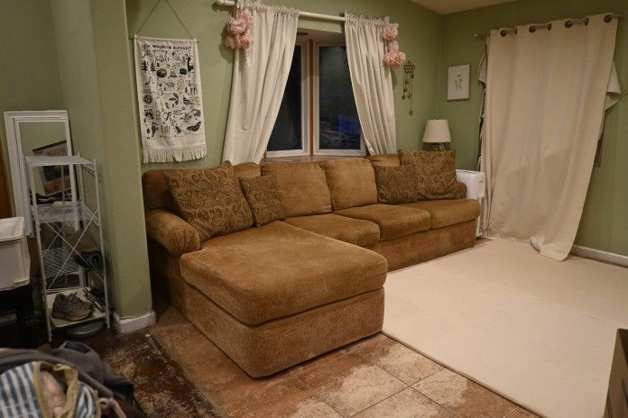 Gold-Toned Chaise Sectional