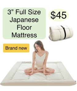 Brand New 3” Full Size Japanese Floor Mattress /Futon Mattress,3" Foldable Tatami Sleeping Pad for Adults, Comfortable Floor Mattress Full Size 54"x 8