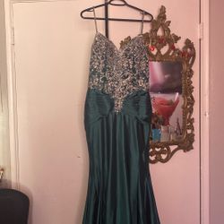 Emerald Green and silver Dress 