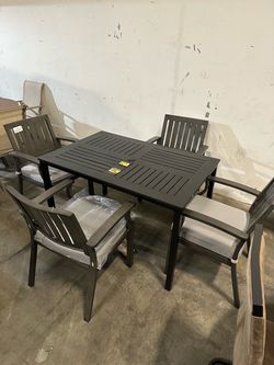 New 5 Pcs Outdoor Patio Dining Table and 4 Armchairs Set chair with cushion