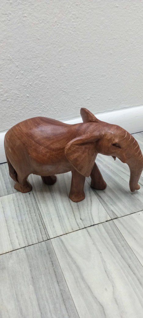 Hand Carved Wood Elephant 