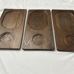 Three Vintage Mcm Retro Solid Wood Snack Tray 