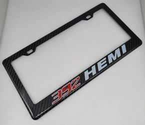BRAND NEW 392 HEMI 100% Real Carbon Fiber License Plate Frame Tag Cover Original 3K