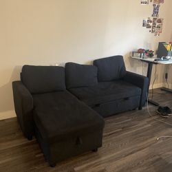 Black L-Sectional Sofa W/ Charging Port
