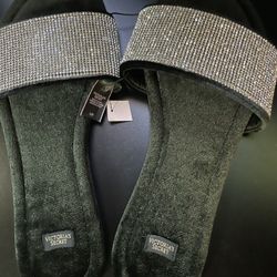 Victorias Secret Black velvet with rhinestone slides