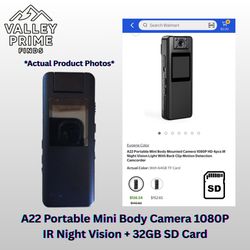 A22 Portbable Mini cBody Camera 1080P IR Night Vision + 32 GB SD Card