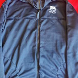 Official Team USA Olympic Committee Jacket Men's Large Black Warm Up Full Zip