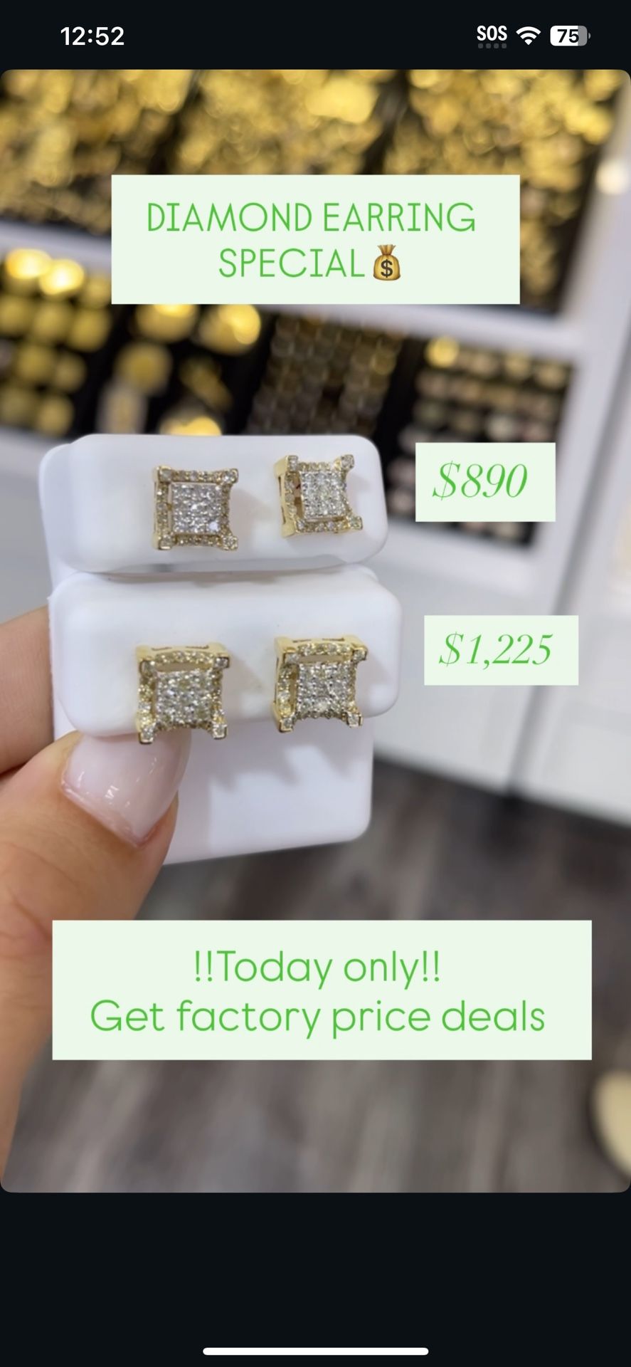 10K Real Diamond Earrings On Sale