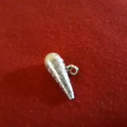 925 Sterling Silver Real Pearl Icecream Cone Charm