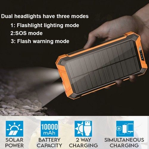 Portable 50000mAh Solar Power Bank Pack USB Battery Wireless Charger For Phone