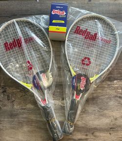 New w/ Tags 2 USTA Redball Red Ball Tennis Rackets Racquets 2 Pack Balls In Box
