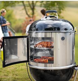 onlyfire Stainless Steel BBQ Cooking Smoking Attachment Rib Hanging System Fits for Weber 22 inch Kettle Grills, Turns Your Kettle into Smoker
