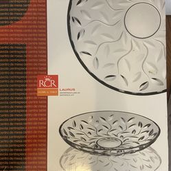 New RCR Home & Table "Laurus" 13" Crystal Glass Centerpiece Bowl