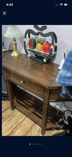 52” Long 17” Wide 29” High  Half Hexagon  Wall Table  Wooden With One Drawer 