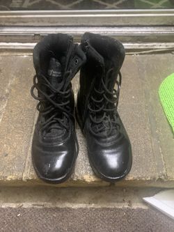 Black steel toe boots