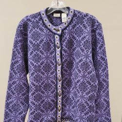 L.L. BEAN 100% WOOL, Size LARGE, LONG-SLEEVE SWEATER JACKET - posted price is firm.