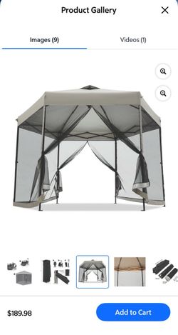 Easy lift lighted screen house instant canopy