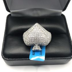 925 Sterling Silver 3.22CT MOISSANITE ACE Of SPADE Men’s Ring Size 9 Or 11