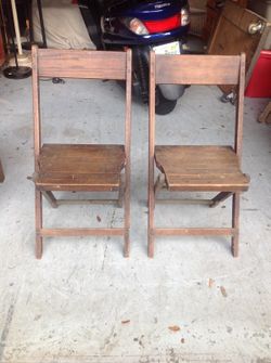 Chairs, pair of vintage wooden folding chairs