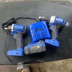 Kobalt 24v Drill And 1/2 Socket Drive Battery And Charger !