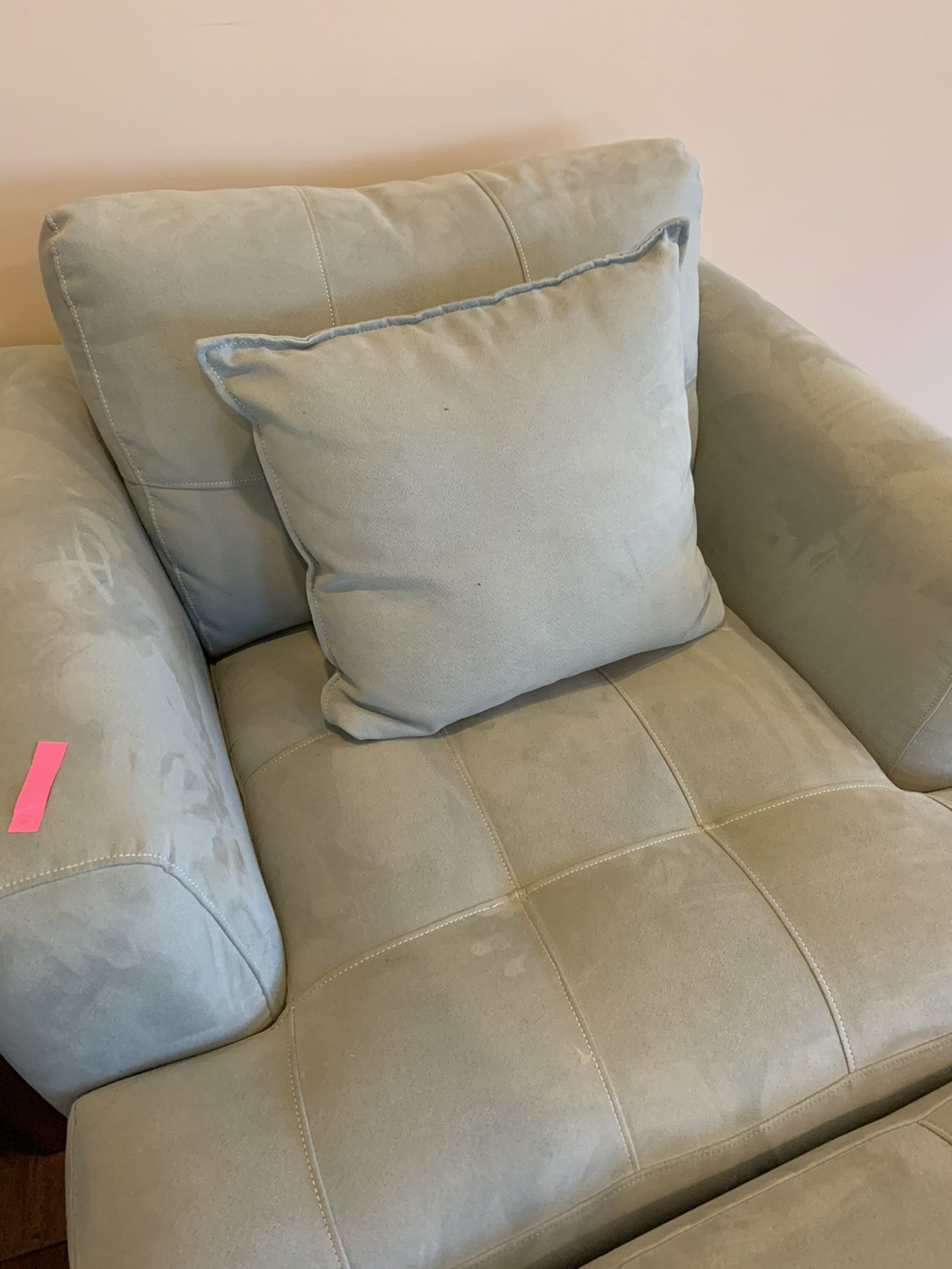 Cindy Crawford for Rooms to Go suede chair and ottoman