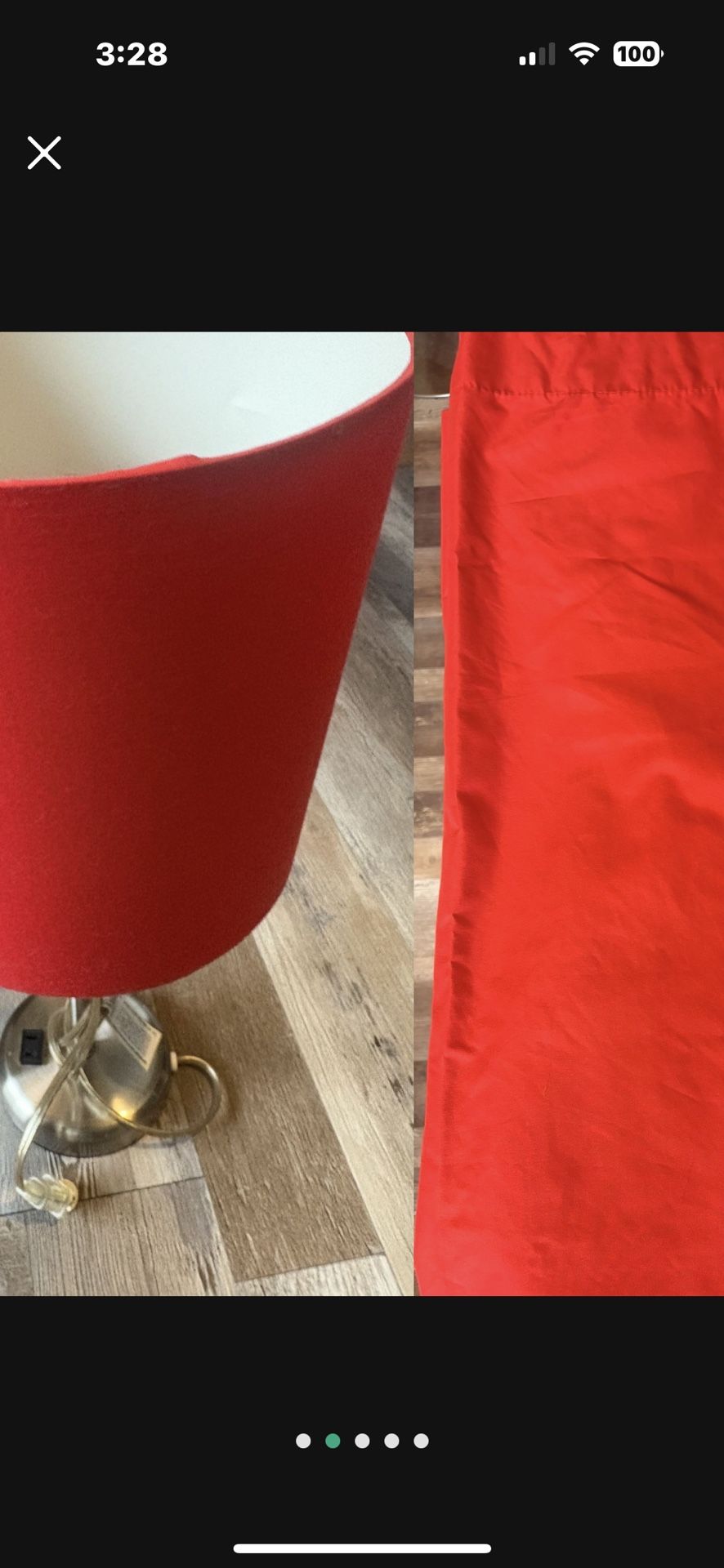 Red Lamp With Matching curtain Pair / 20.00 / Pick Up Only