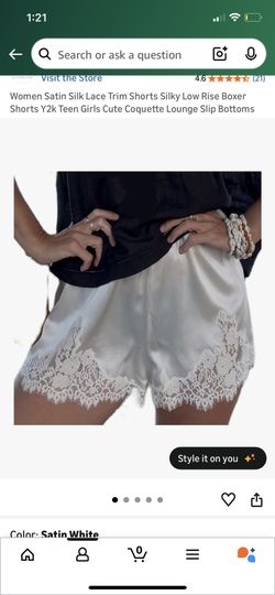 Silk Lace Trim Shorts 