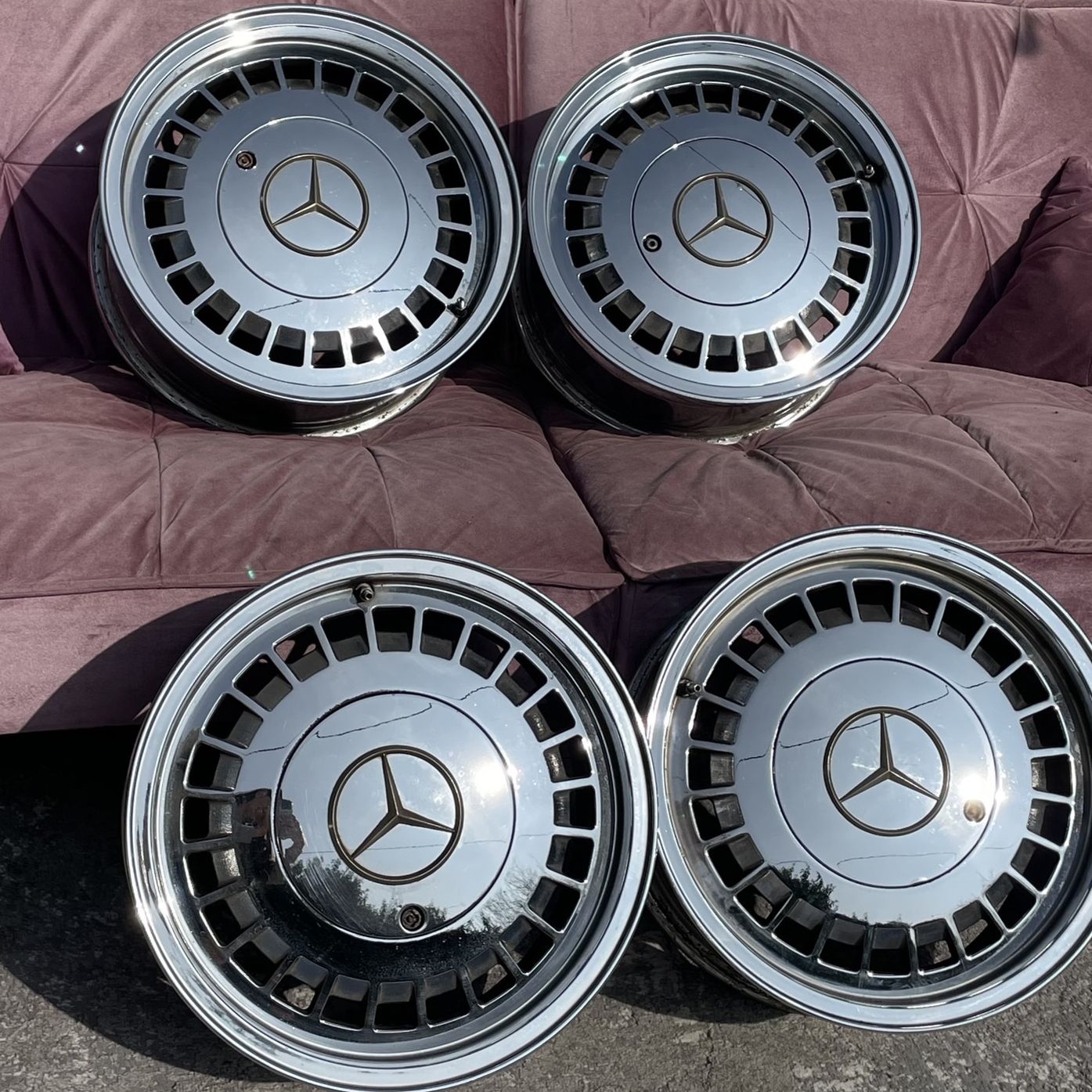 Mercedes R107 Rims MERCEDES BENZ WHEELS RIMS 16” CENTRA CHROME W126 380 450 500 SL SLC ...