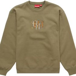 Surpreme Overlap Crewneck Olive Green Large