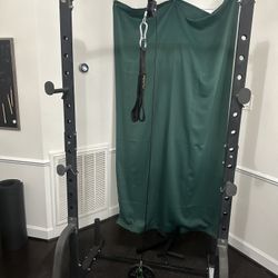 Squat Rack, Bench, and Pulley System