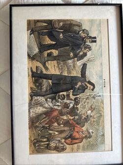 1884 Cartoon Print In Color Of Civil War History 