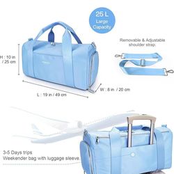 Sports Small Gym Bag for Women, Cute Mini Duffle Bag with Wet Pocket & Shoes Compartment, Personal Item Travel Workout Bag, 16"- Small, Sky Blue ′