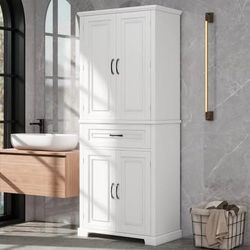 Assembled New 72” Bathroom Cabinet with Multi-Functional Storage Organizer Door Rack Kitchen Pantry