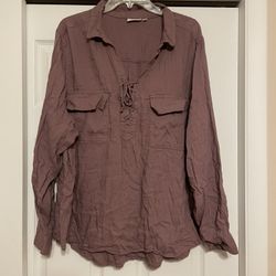 Sonoma Women’s Purple Lace-up Shirt - Size 3X