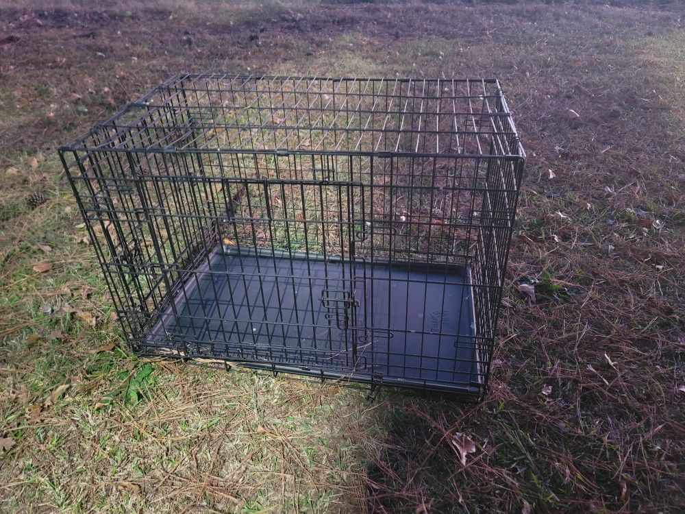 Double Door Folding Wire Dog Crate Measures 36"L x 24"H x 22 1/4" W