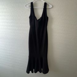 Black Sleeveless Midi Dress with Ruffle Hem
