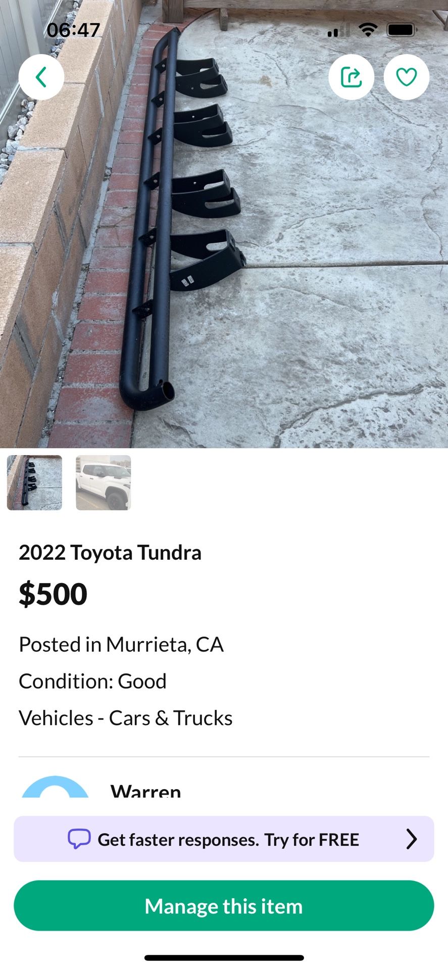 2022+ Toyota Tundra  TRD Pro Rock Rail Slider