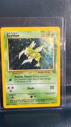 1999 Pokémon Jungle Set Holo Scyther, specifically card #10/64.