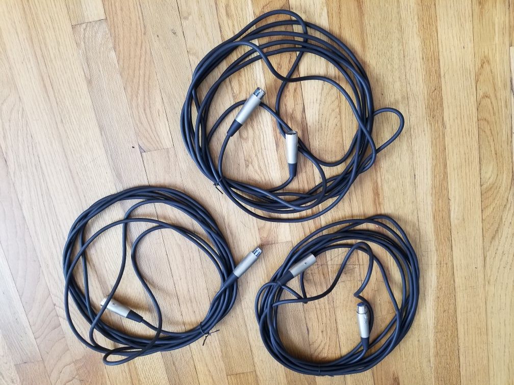 Musical instrument cables, 10 feet - lot of 3