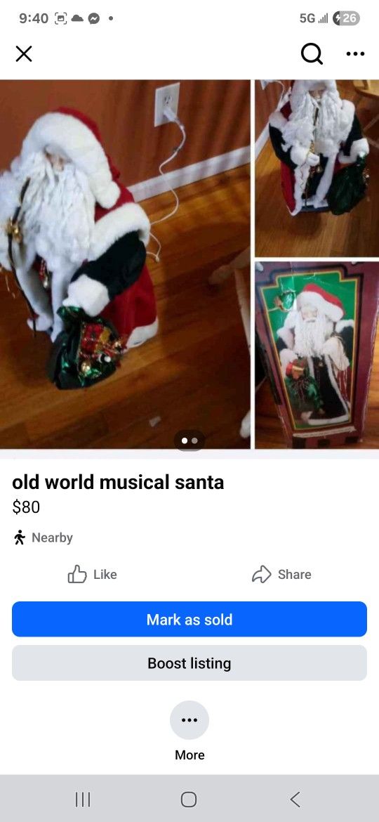 Old World Musical Santa 