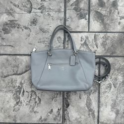 Coach Prairie Gray Blue Leather Satchel Purse Handbag