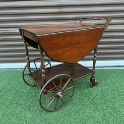 Antique Mahogany Drop Leaf Tea Cart