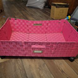 Pink Rolling Toy Box