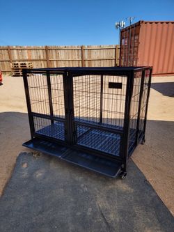49” XL Heavy Duty Dog Cage, With Removable Divider;  Stackable Up To 2-Tiers; Foldable  (new) 📦