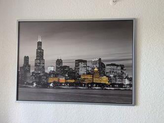 Large Framed IKEA Wall Art – Chicago Skyline & Amsterdam Canal Set