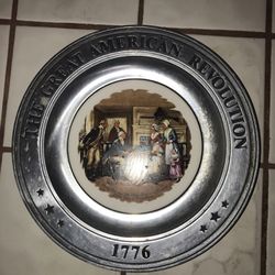 Vintage 1975 Pewter Commemorative Plate - The Great American Revolution 1776” 
