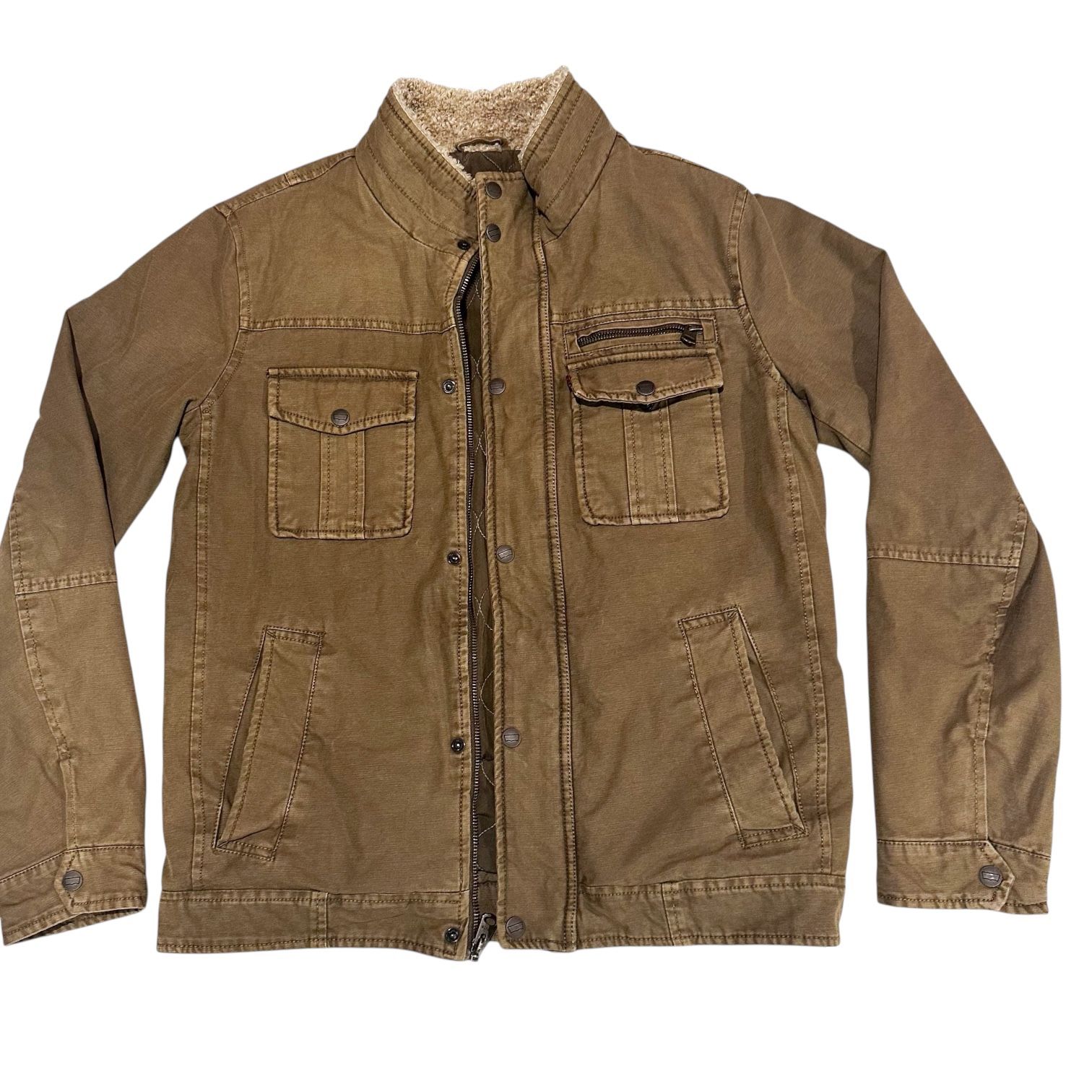 Levi’s faux fur collar utility jacket. Size Men’s Small