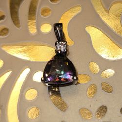 New 925 Sterling Petite Fire Mystic Topaz Pendant