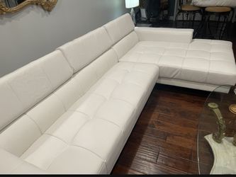 Sectional White Leather Sofa -Like new